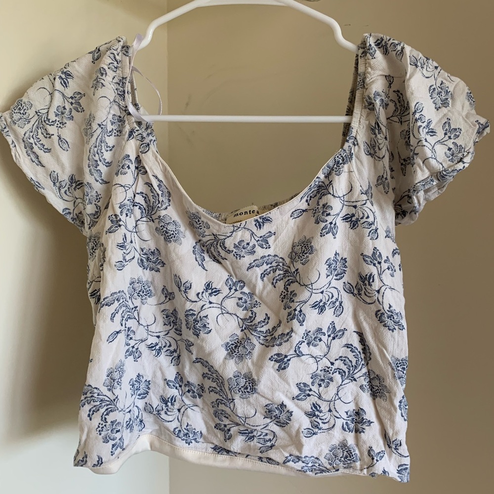 Blue floral crop top